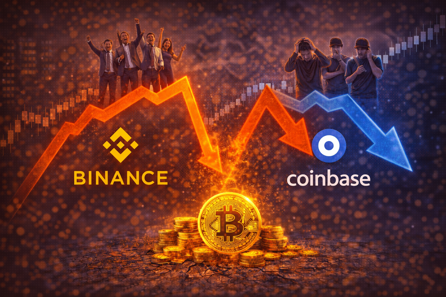 比特幣價格波動揭示兩大交易所Coinbase 與 Binance 的投資情緒差異