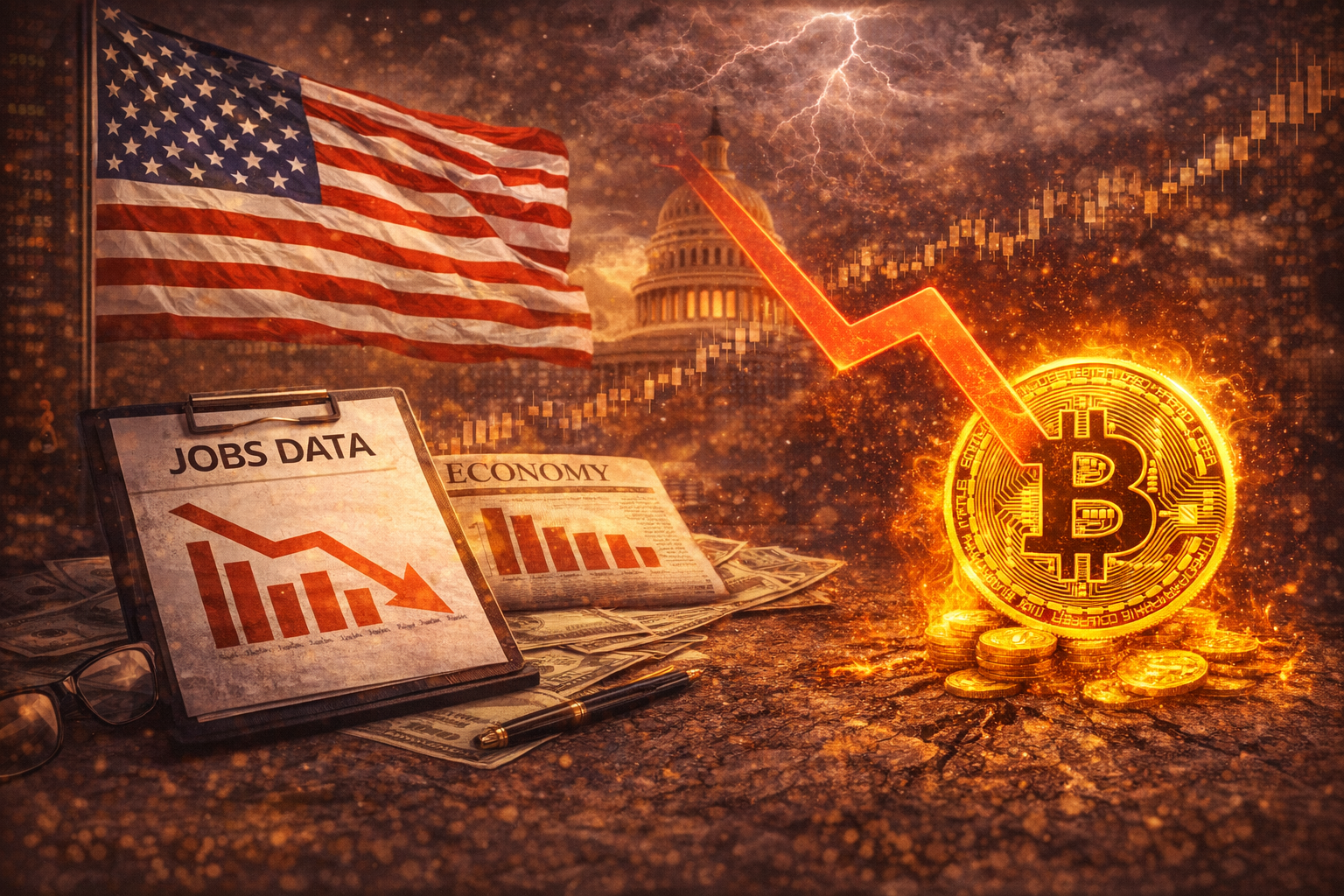 美國就業數據修正凸顯經濟前景變數,壓低比特幣價格 美國就業數據修正凸顯經濟前景變數,壓低比特幣價格