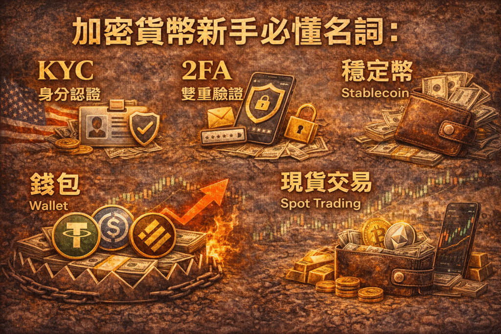 加密貨幣新手必懂名詞:KYC、2FA、穩定幣、錢包、現貨交易一次搞懂 加密貨幣新手必懂名詞:KYC、2FA、穩定幣、錢包、現貨交易一次搞懂