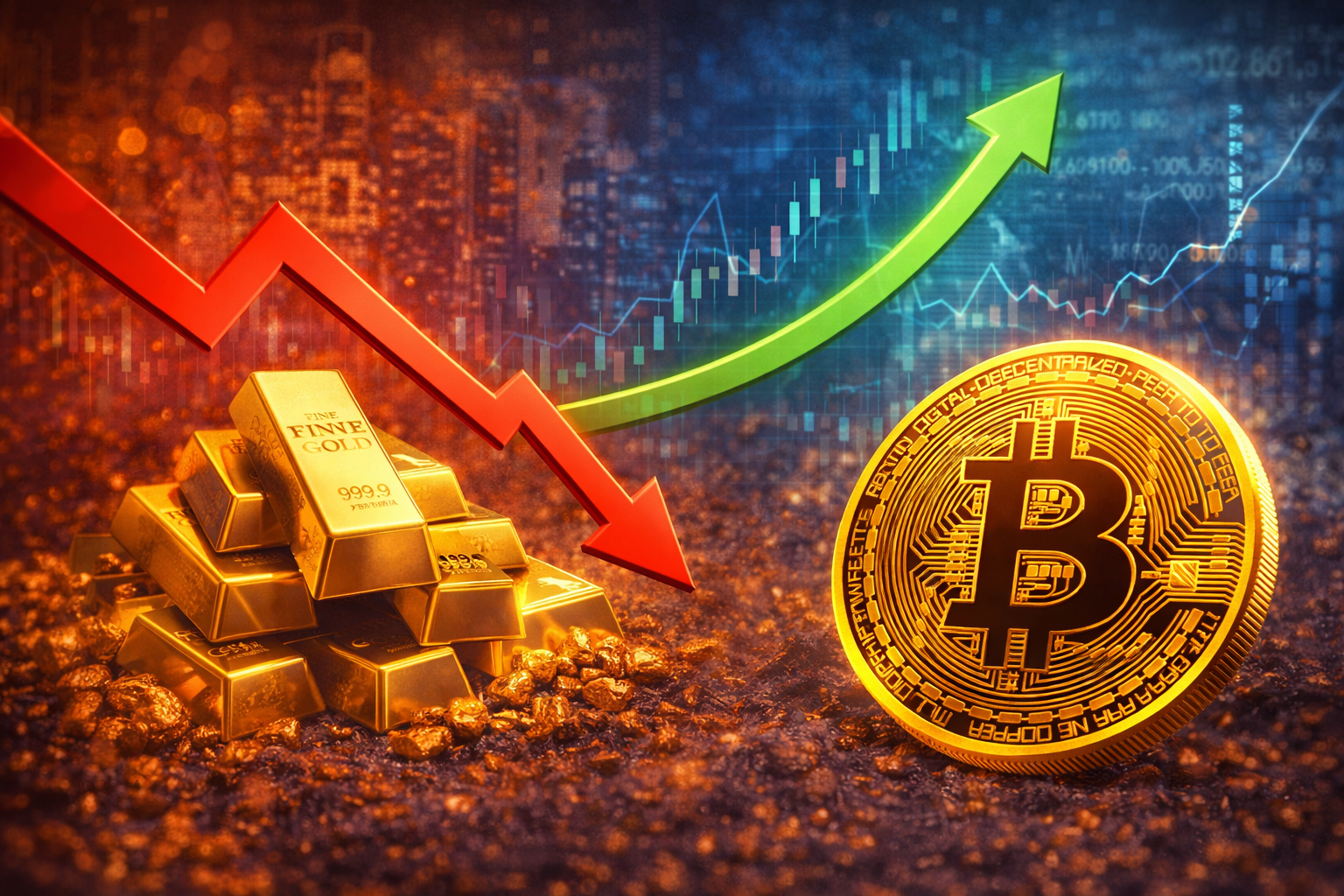 比特幣與黃金行情偏離傳統避險資產特性 比特幣與黃金行情偏離傳統避險資產特性