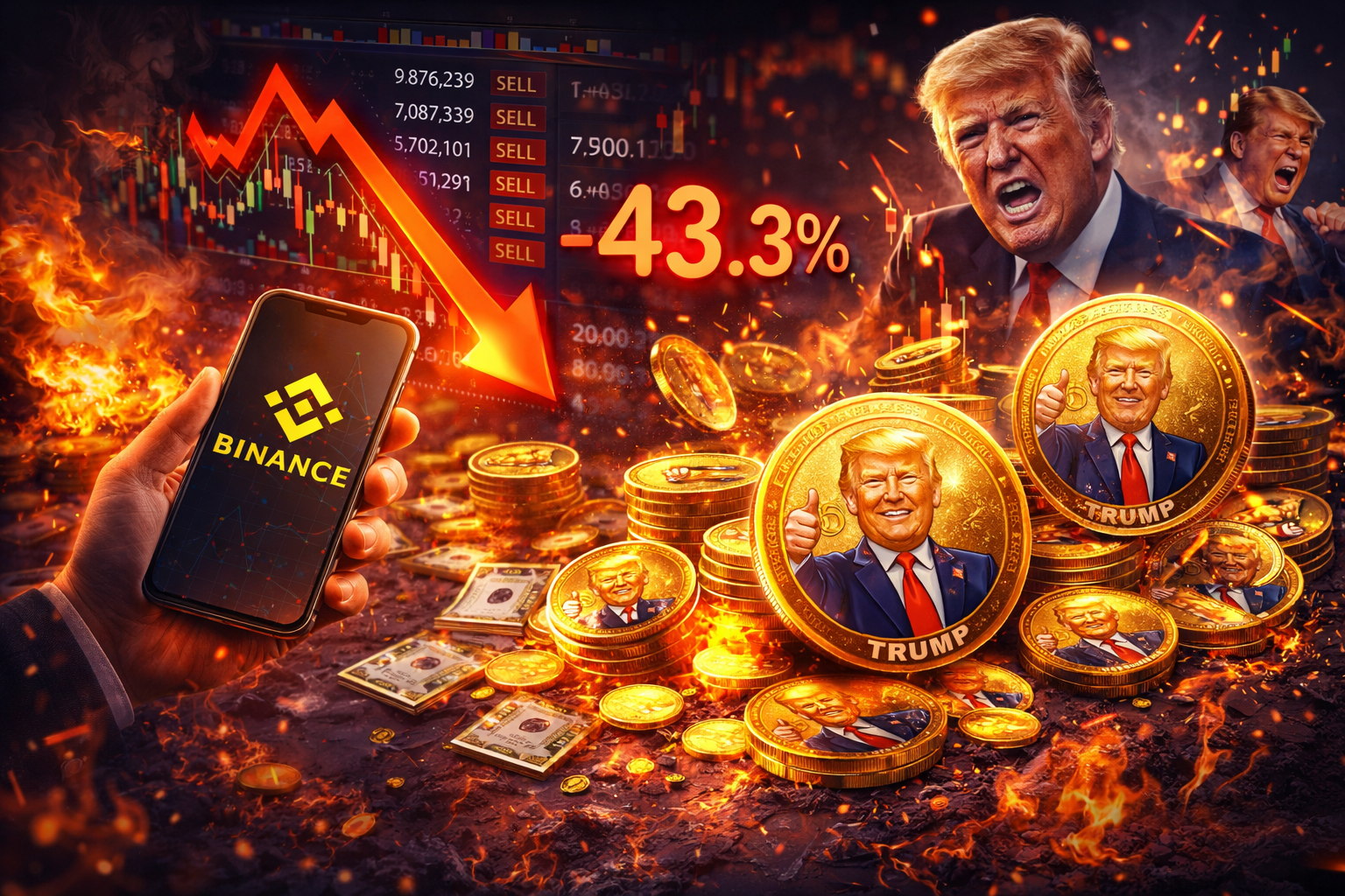 幣安 Binance數據揭露 TRUMP幣內部持有人持續拋售，價格創新低