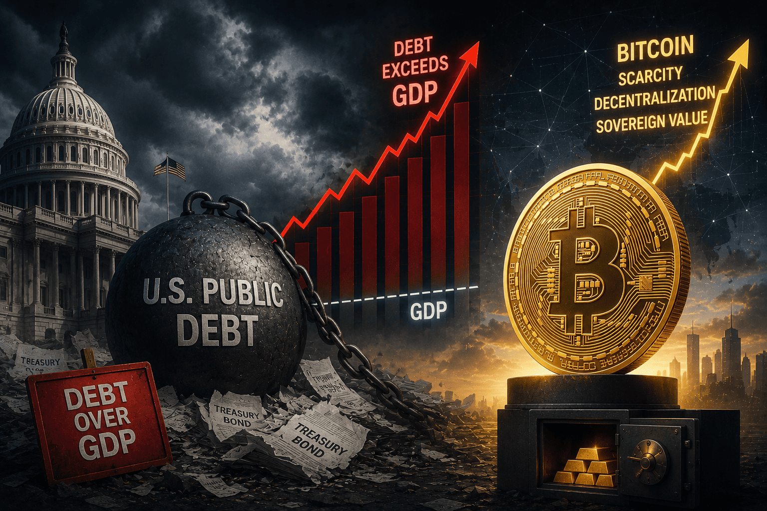 美國公共債務超越GDP引發比特幣價值論點
