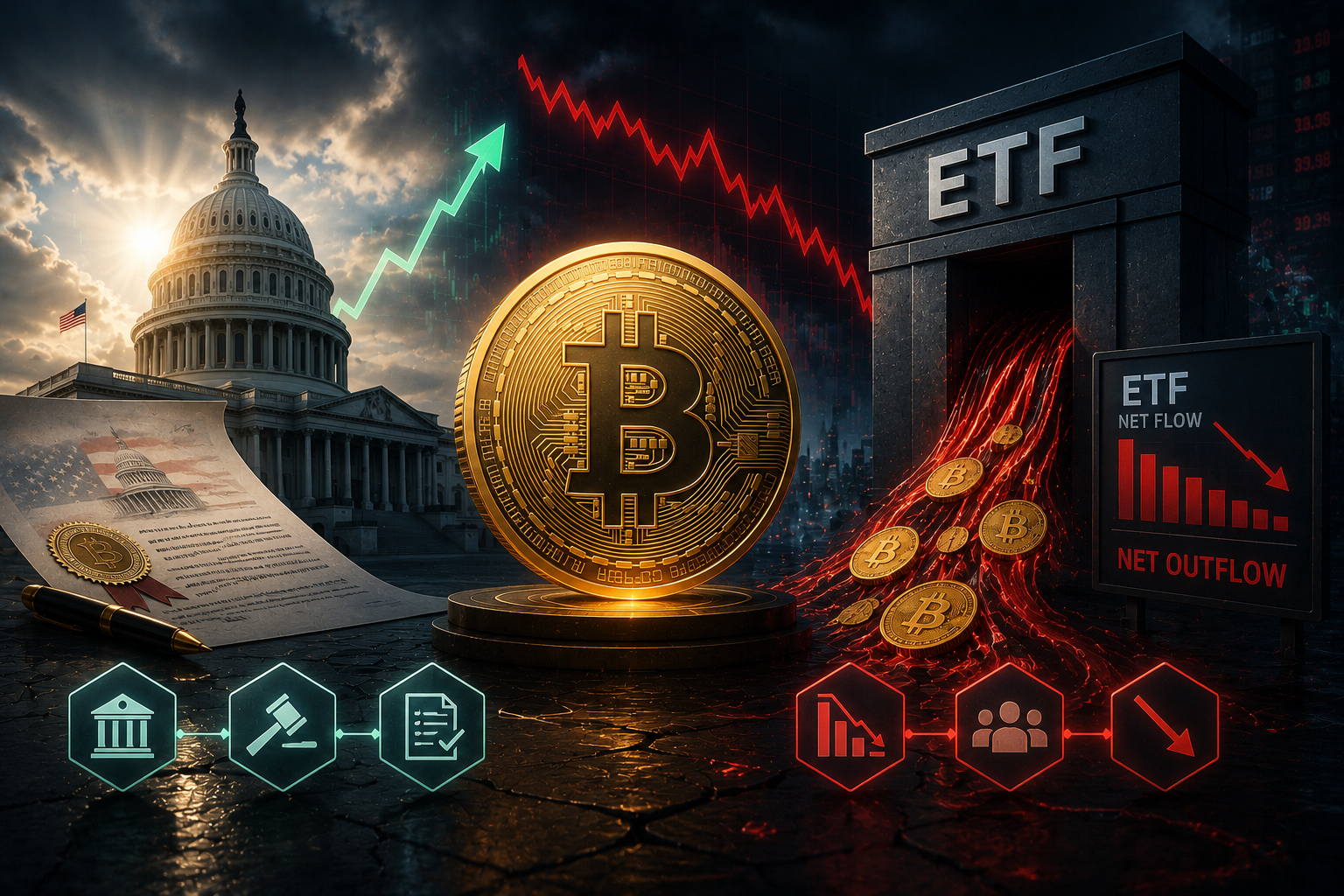 美國政策利多未能穩固比特幣市場，ETF資金流出顯示需求疲軟